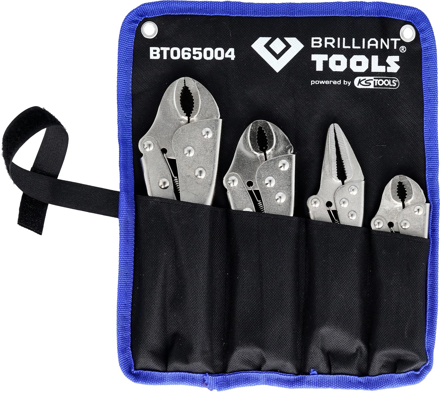 BRILLIANT TOOLS Zestaw szczypiec zaciskowych/szczypiec nastawnych 4-częściowy - BT065004