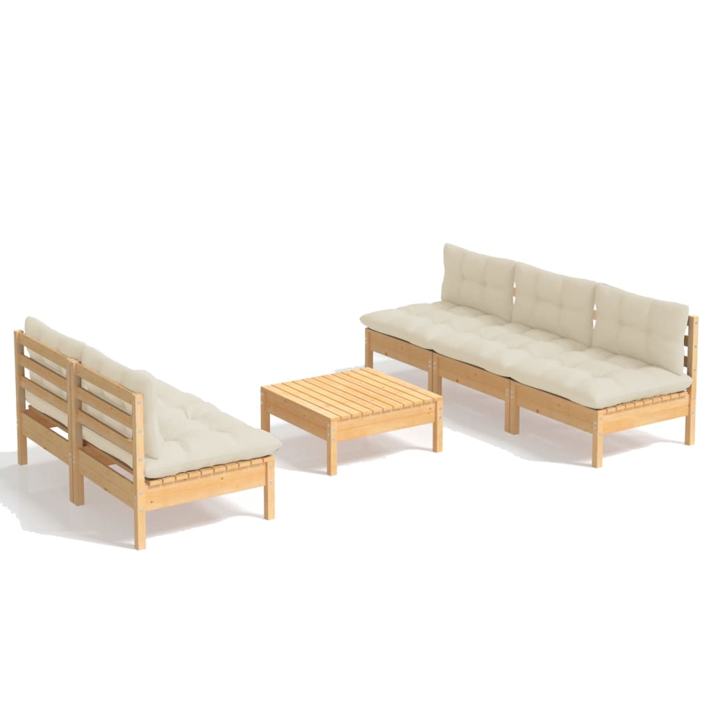 VIDAXL - Set Divani Da Giardino 5pz Cuscini Crema Legno Massello Di