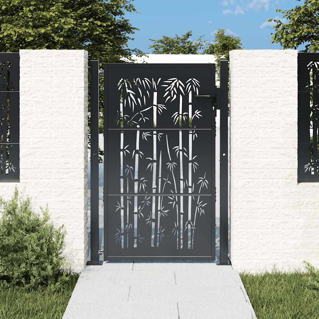 Vidaxl Puerta De Jardín Antracita 100X150 Cm Acero Diseño Bambú Gris , Leroy Merlin