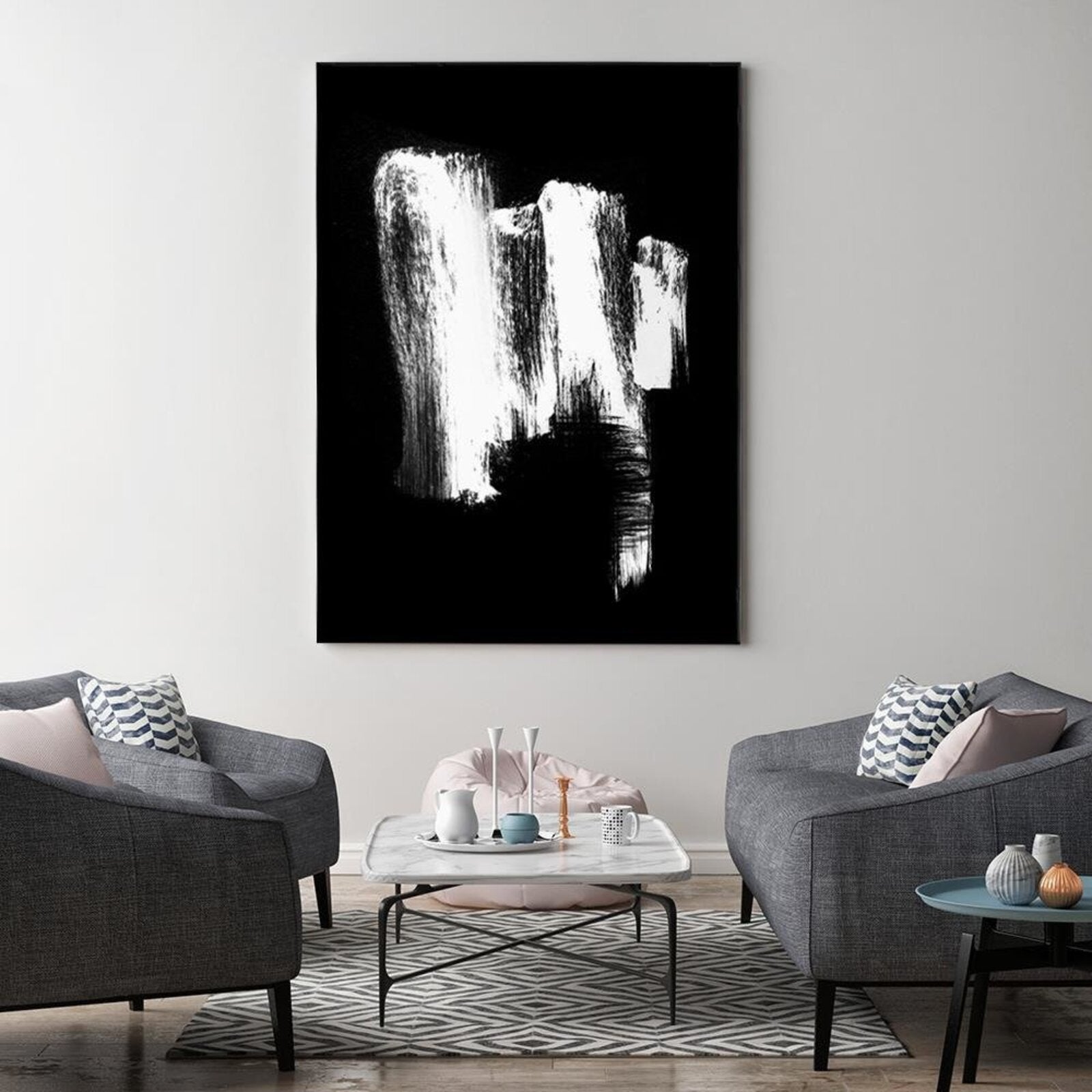 Tableau bois couleurs contrastées - 60 x 90 cm - 3