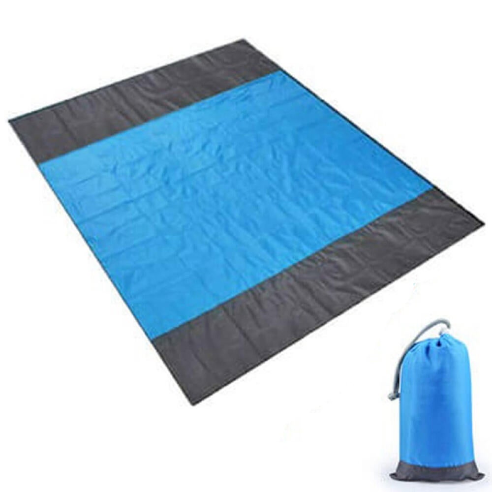 Koc plażowy, przenośna mata piknikowa, odpowiednia na plażę, kemping, piesze wycieczki, piknik, niebieski (200*210 cm).