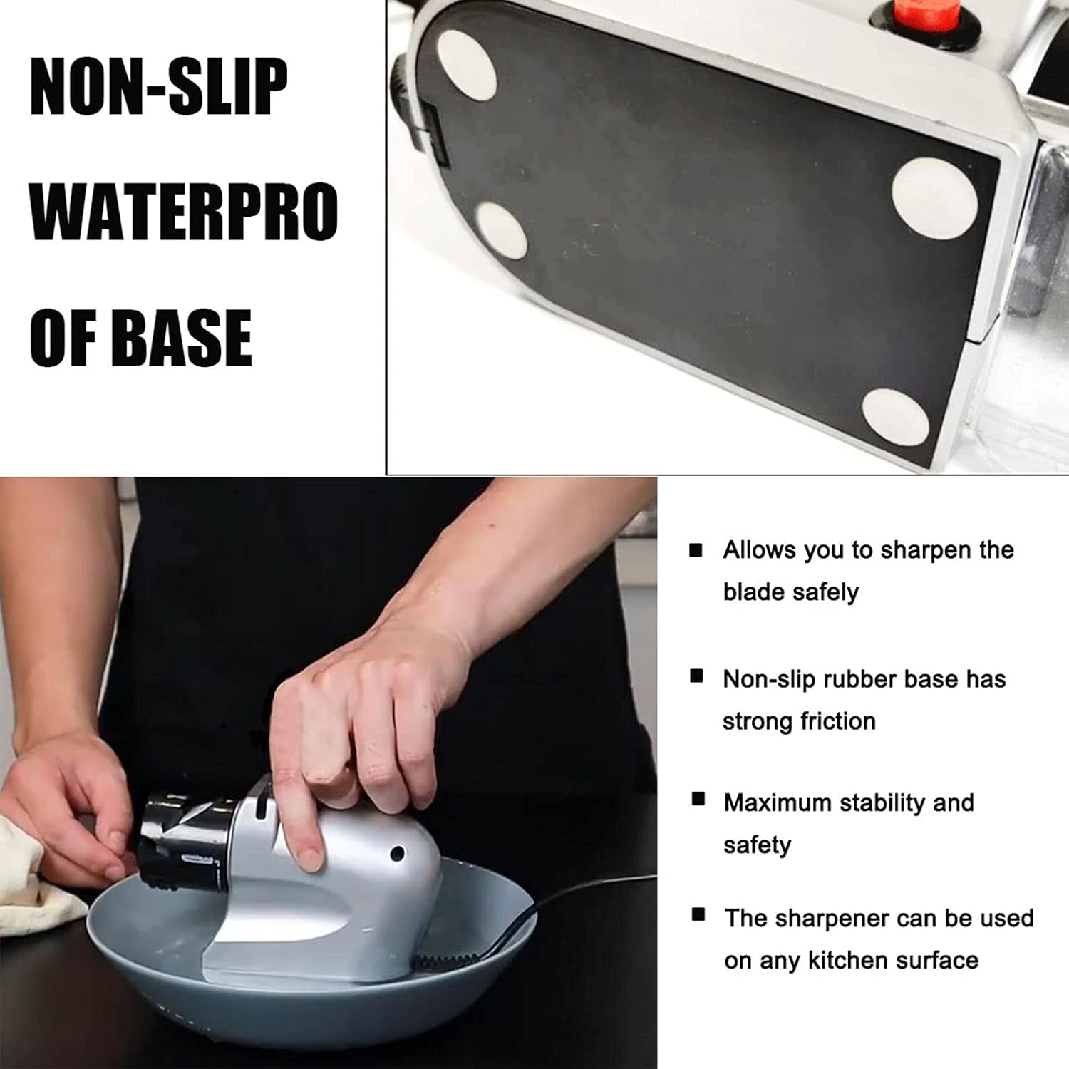 Affilacoltelli, Affilacoltelli elettrico, Affilacoltelli da cucina, Base antiscivolo adatta per coltelli e cacciaviti - 5
