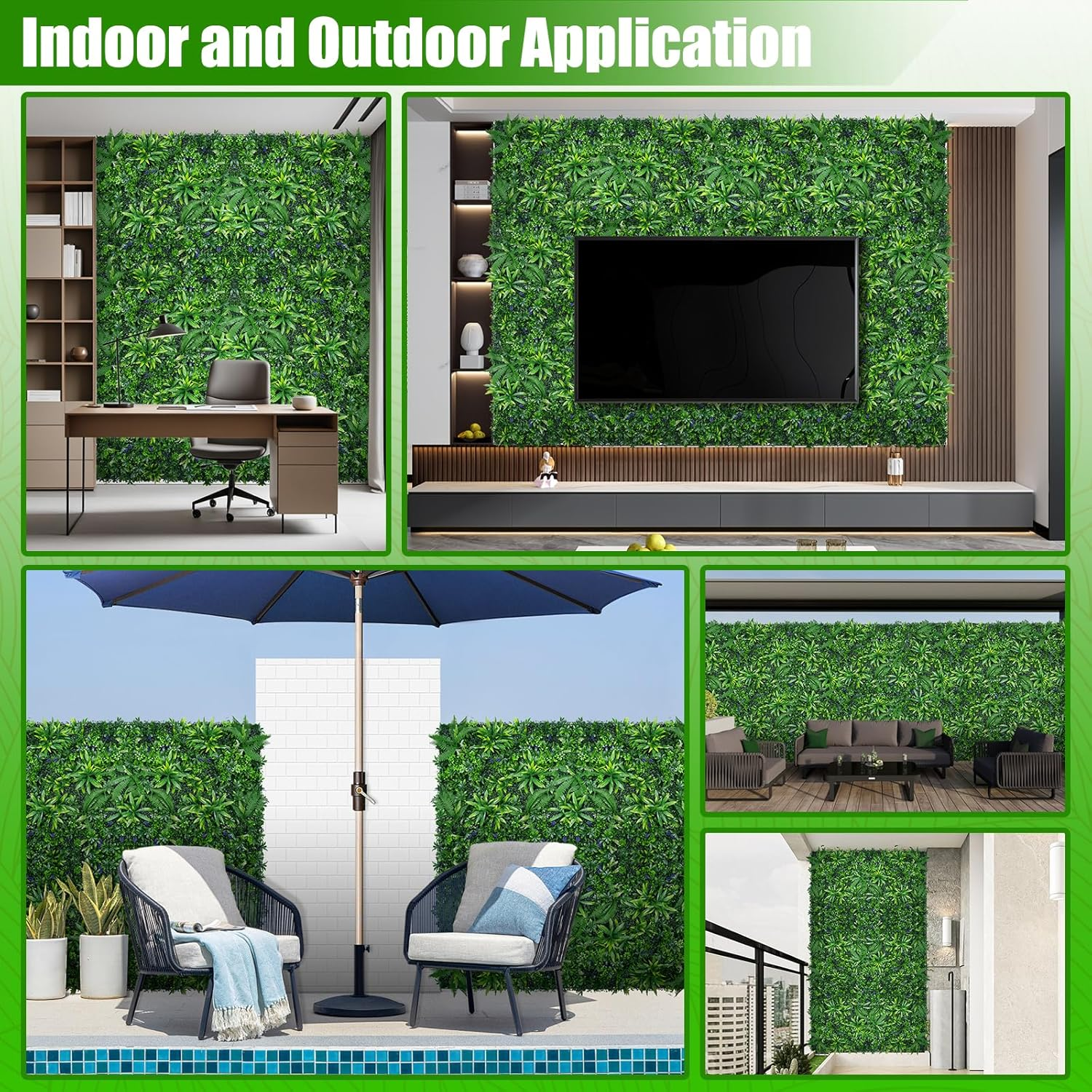 Lot de 4 haies murales artificielles, écrans de protection et d'intimité pour jardin, toile de fond en gazon synthétique, protection UV, 50 cm x 50 cm - 7
