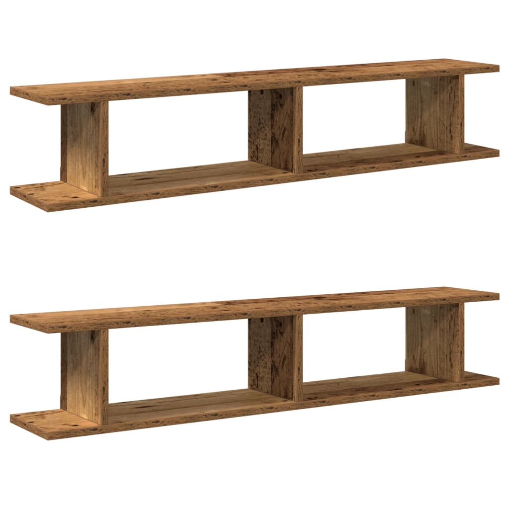 Estantes pared 2 uds madera ingeniería envejecida 105x18x20 cm- comfortxl