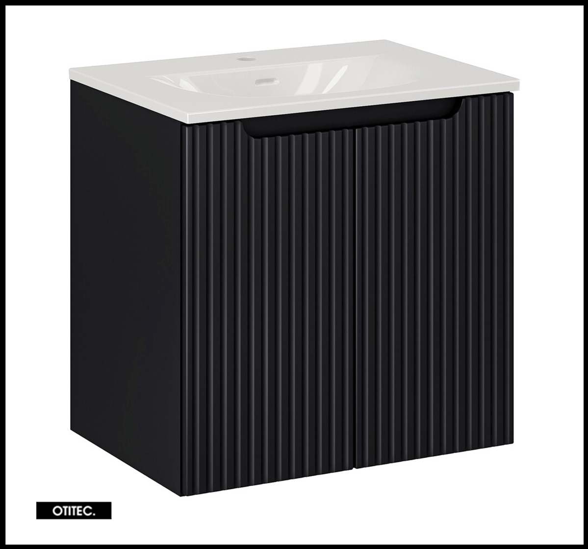 Mueble bajo lavabo de 60 cm - con lavabo empotrable - negro - 2 puertas - volta black