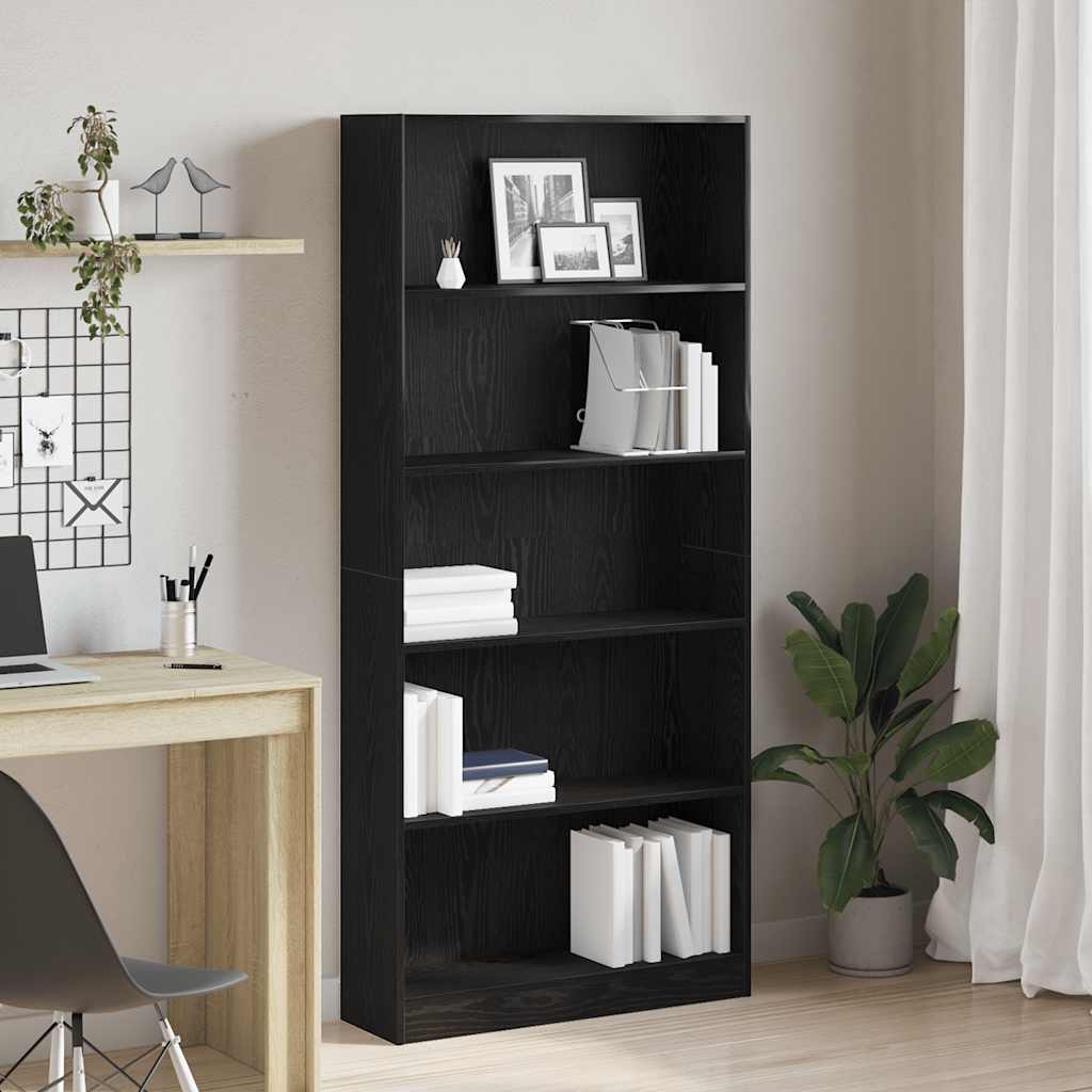 Regał biblioteczny Czarny Dąb 80x24x176 cm Drewno klejone vidaXL