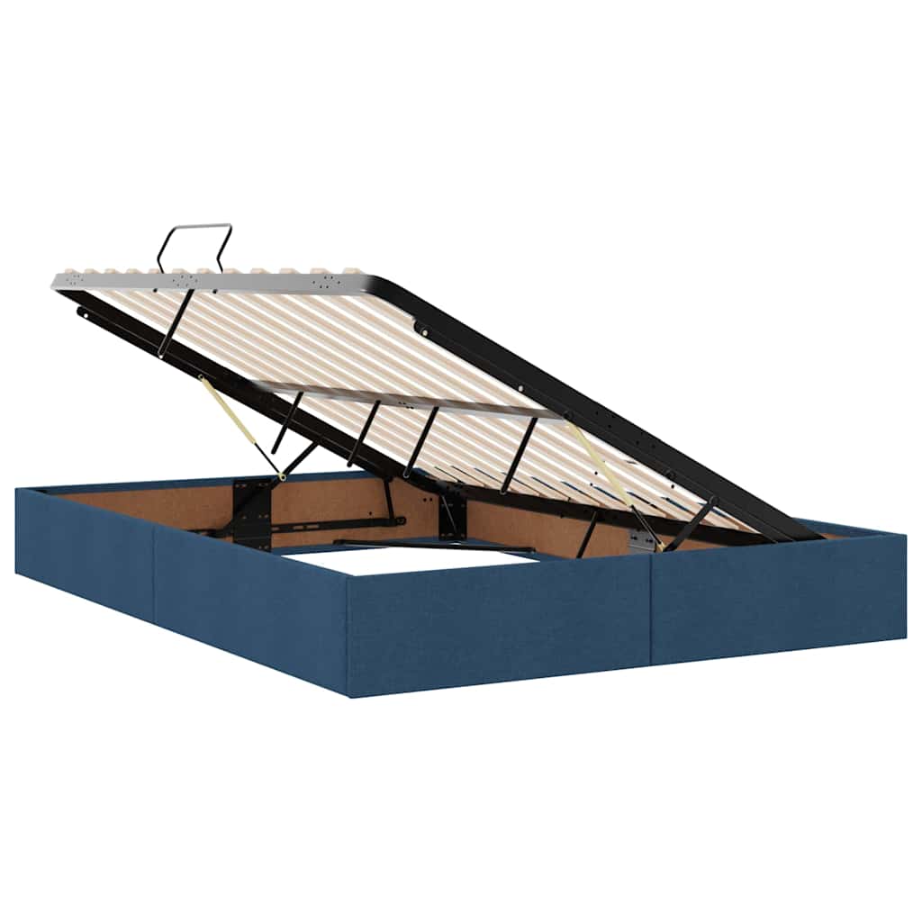Lit avec rangement et matelas bleu 140 x 200 cm velours - 6
