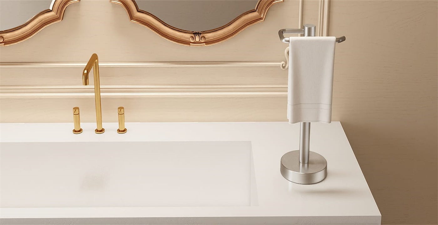 Asta per asciugamani da incollare per bagno e cucina, supporto da parete autoadesivo per asciugamani (oro