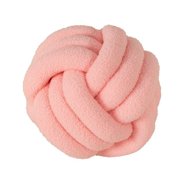 Coussin Boule Rose Clair 35 cm de Diamètre, Coussin Décoratif au Design Nœud Doux, Déco Moderne et Élégante pour Canapé et Chambre