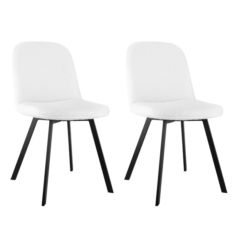 Krzesło do jadalni z pluszowego polaru - zestaw 2 sztuk, wygodne, łatwe w utrzymaniu, z metalową ramą do użytku przez cały rok