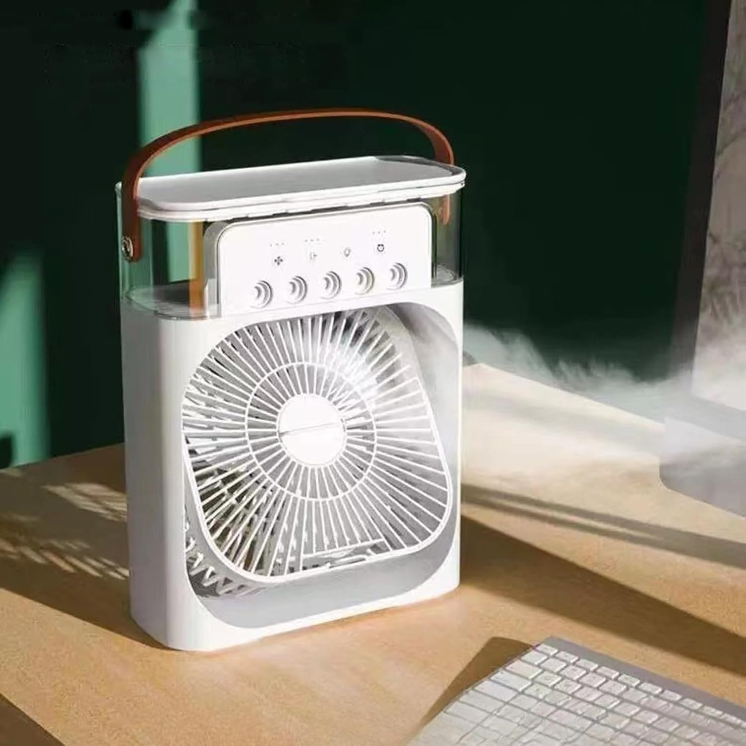 Przenośny klimatyzator z funkcją nawilżacza, lampką nocną RGB, 3 trybami prędkości, timerem 1-3h, idealny do domu, biura, sypialni