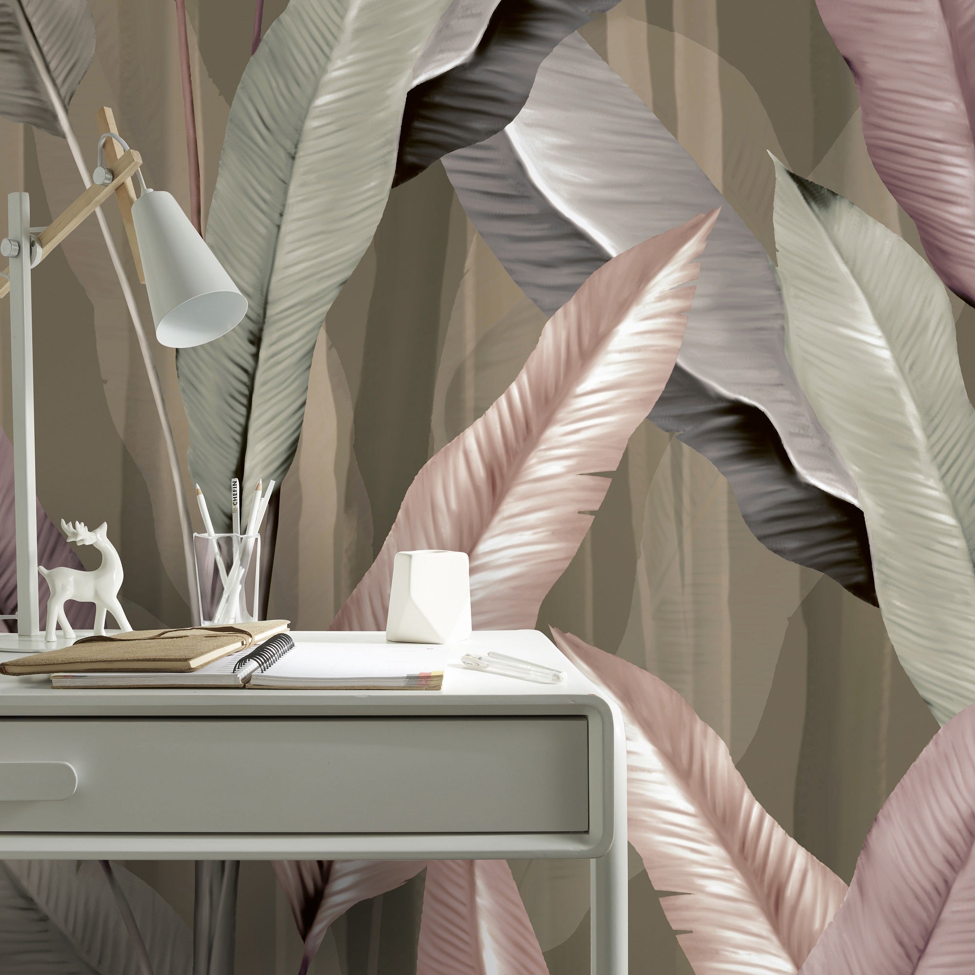 Papier peint panoramique Mur De Grandes Feuilles 280 x 200cm Multicolore - 3