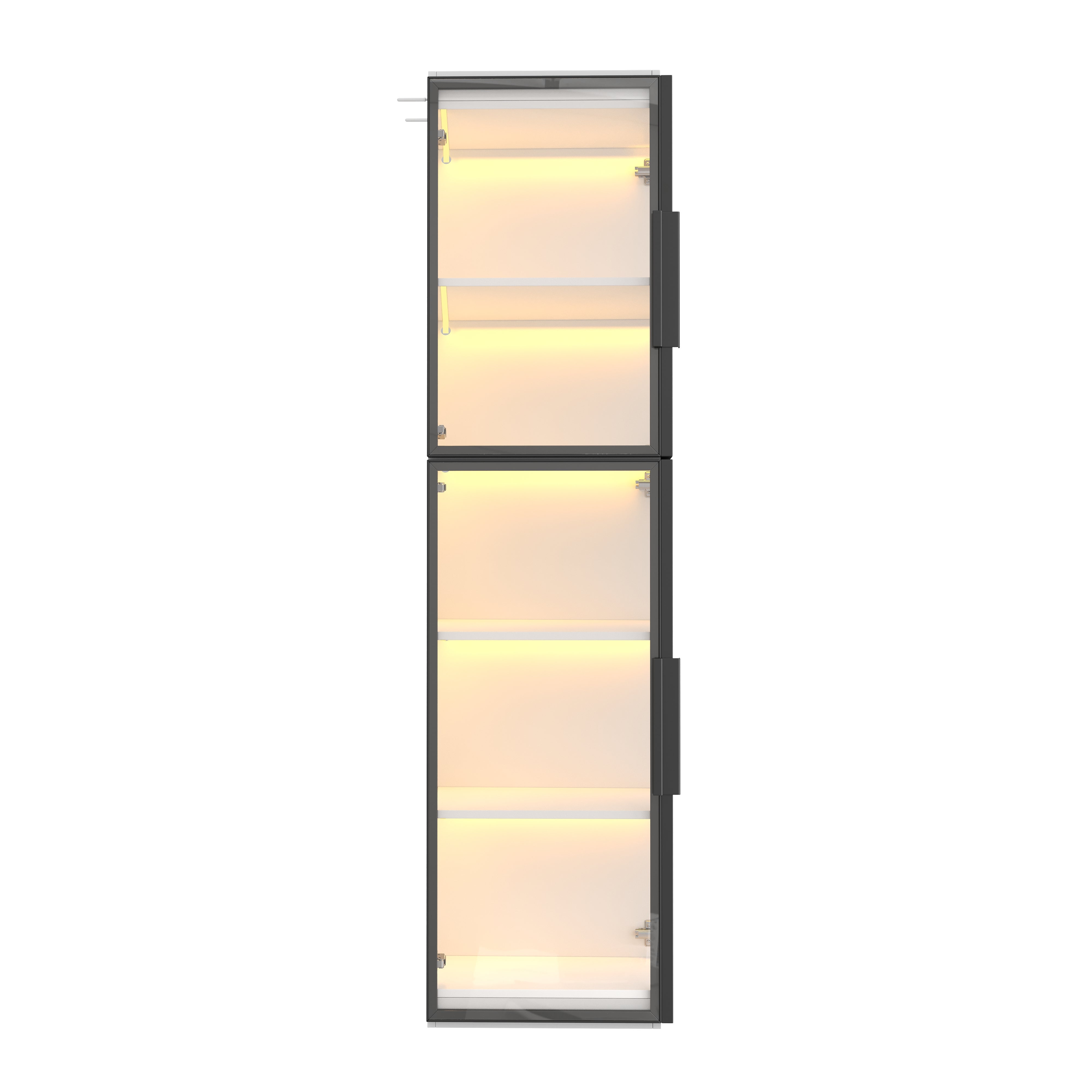 Vitrine Haute en verre 40x40x170 cm avec LED, Vitrine moderne avec 5 Étagères et 4 Portes, Vitrine d'angle en bois, pour Salon ou Salle à Manger - 5