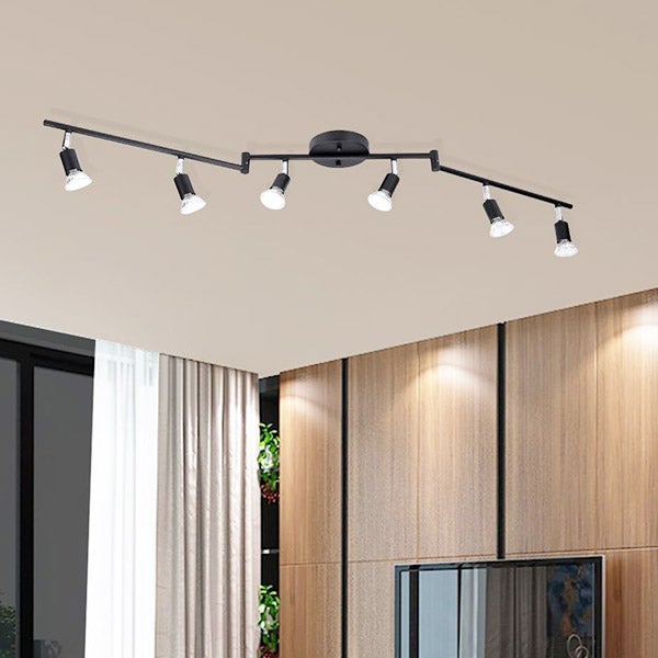 Lumi re Blanche Kit D clairage Sur Rail Noir 6 Lumi res Luminaires 