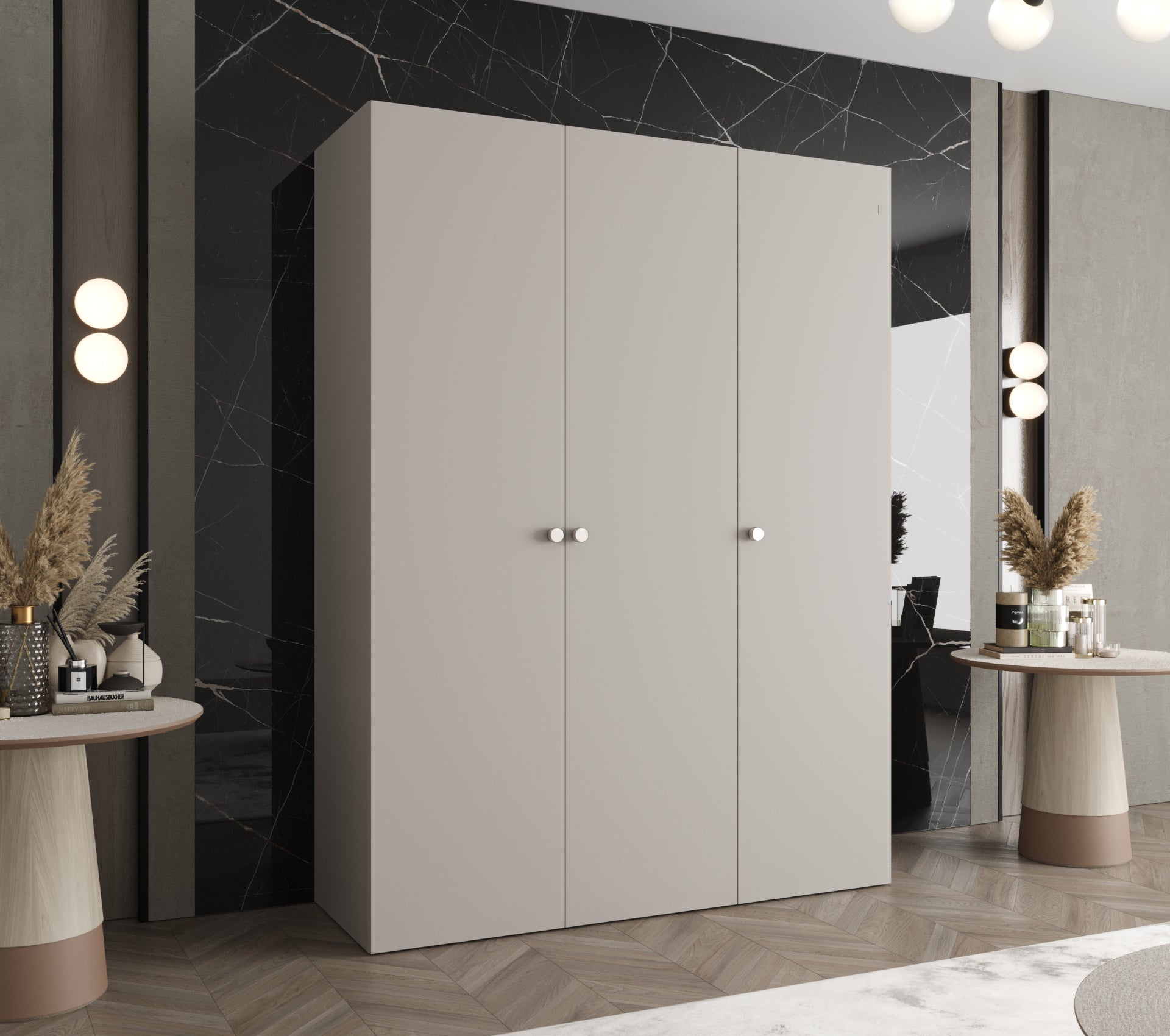 Szafa uchylna otwierana Parma 1 150 x 52 x 202 cm kaszmir + u. srebrny Abiks Meble - 2