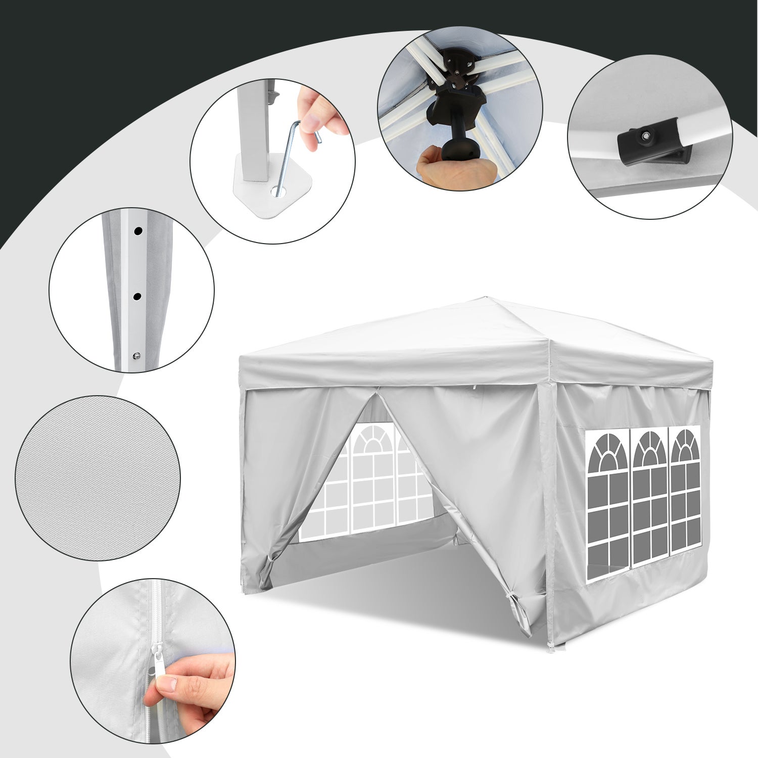 Yakimz Tonnelle Pavillon Tente De Jardin Montage Facile Avec Easy-Klett