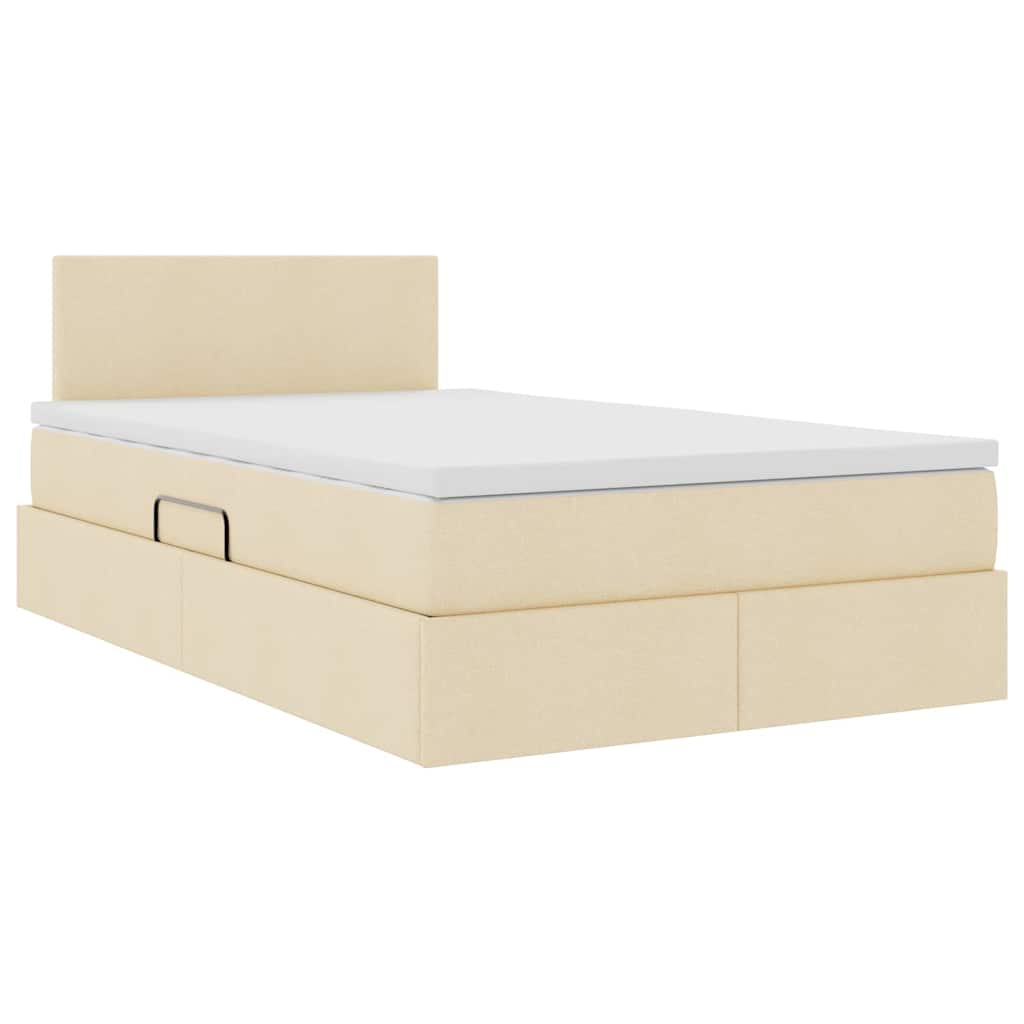 Lit avec rangement et matelas, velours, crème, pour la chambre, 120 × 200 cm - 5