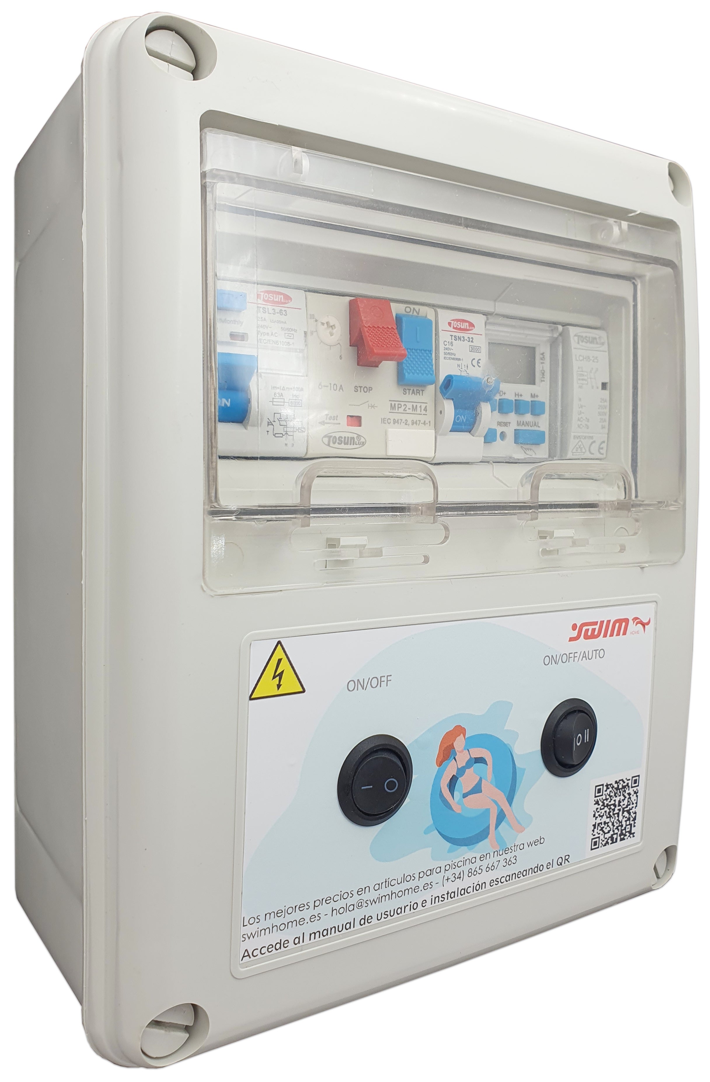 Cuadro de Maniobra con Transformador 60W -12V/DC -Reloj Automático