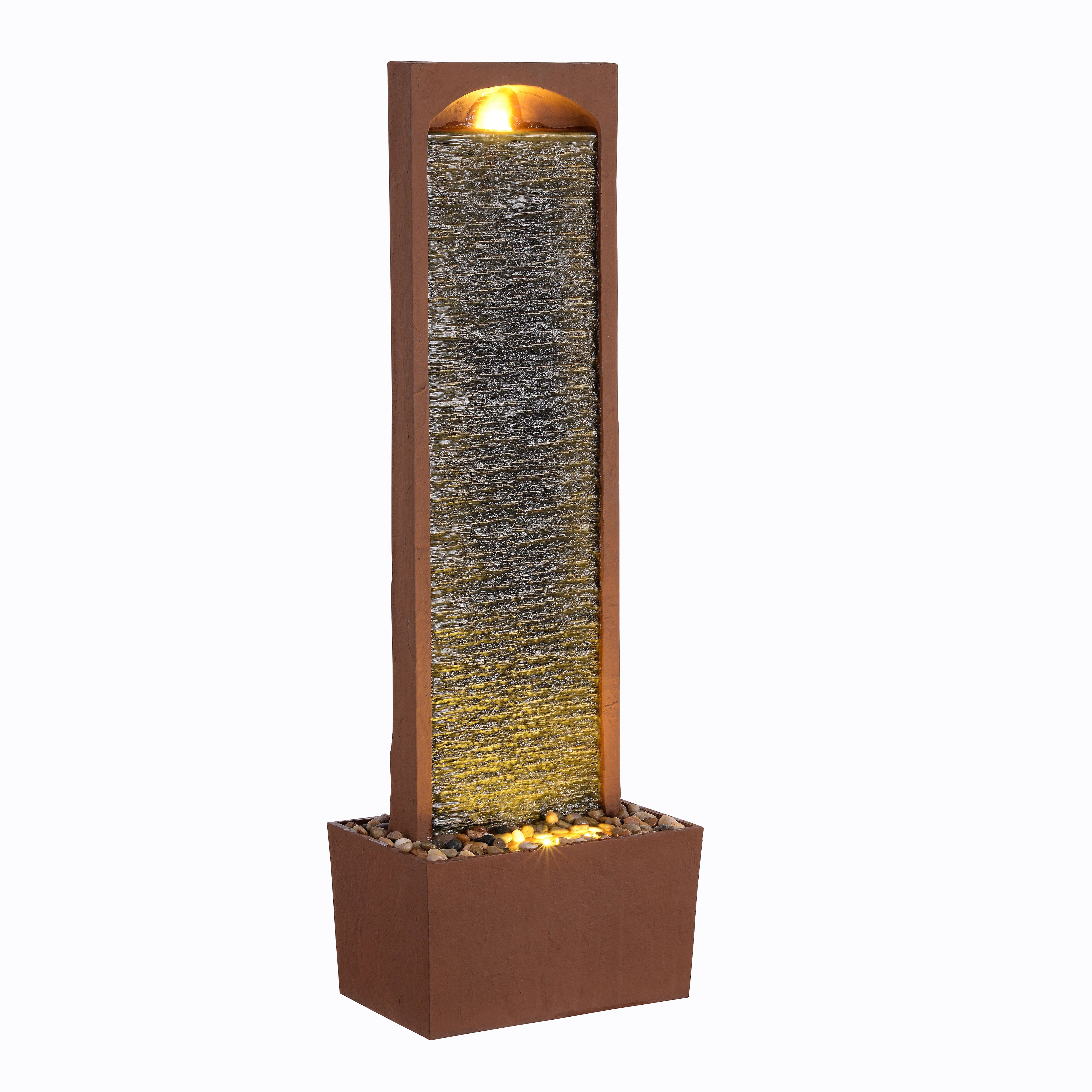 Fontaine murale LED design moderne rocher rouge extérieur, Marron TEAMSON HOME - 4