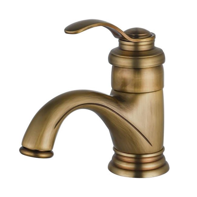 Antyczny kran łazienkowy, bateria umywalkowa w stylu retro, bateria łazienkowa ze szczotkowanego mosiądzu o nostalgicznym uroku