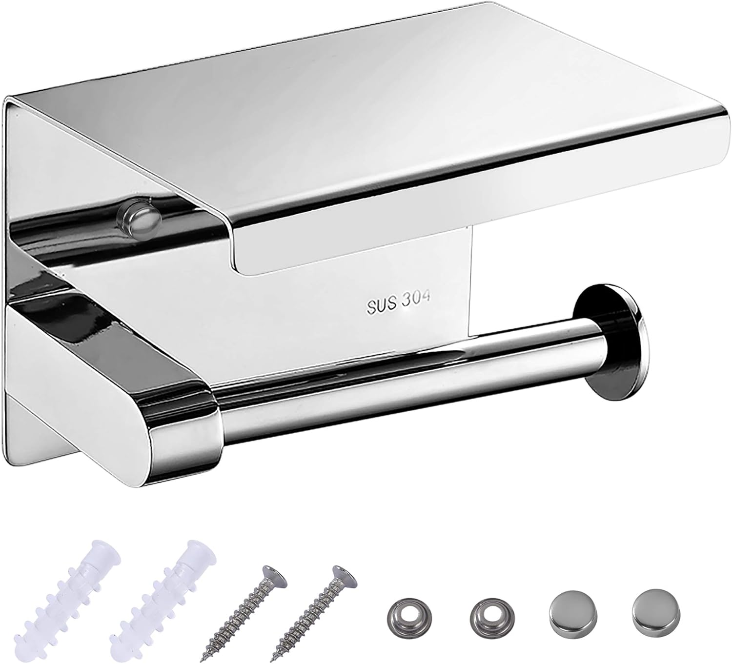 Uchwyt na papier toaletowy ze stali INOX, przymocowany do ściany