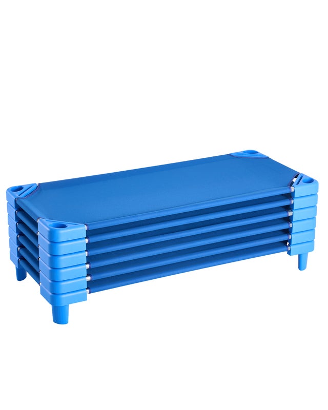 Cama de Soneca Empilhável para Crianças,VEVOR 6 pcs,Cama Portátil para Bebês 130 x 57 cm,Cama de Creche,Sala de Aula,Azul
