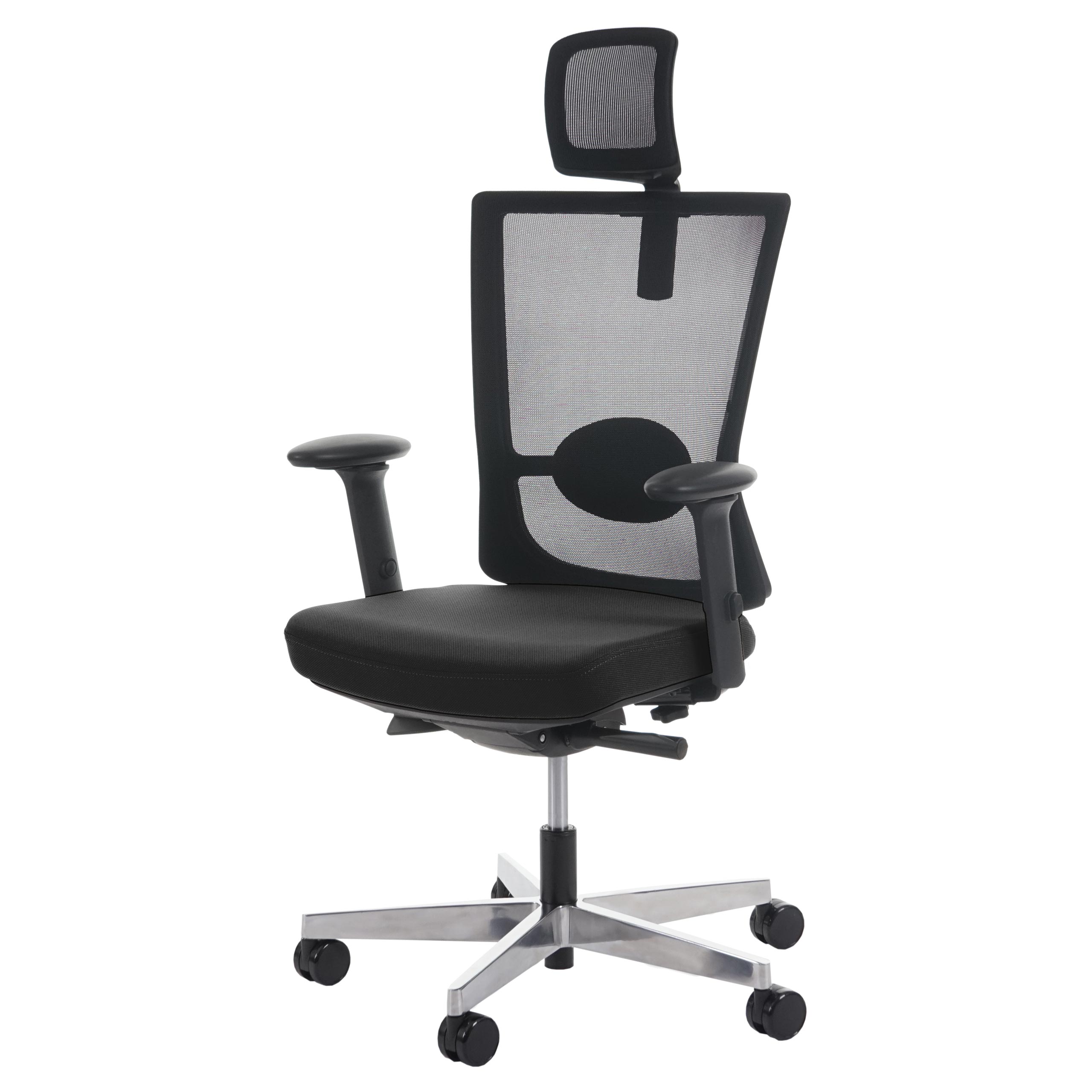 Krzesło biurowe MERRYFAIR Forte, krzesło do biurka, funkcja rozsuwania ergonomiczne ~ czarny, z zagłówkiem