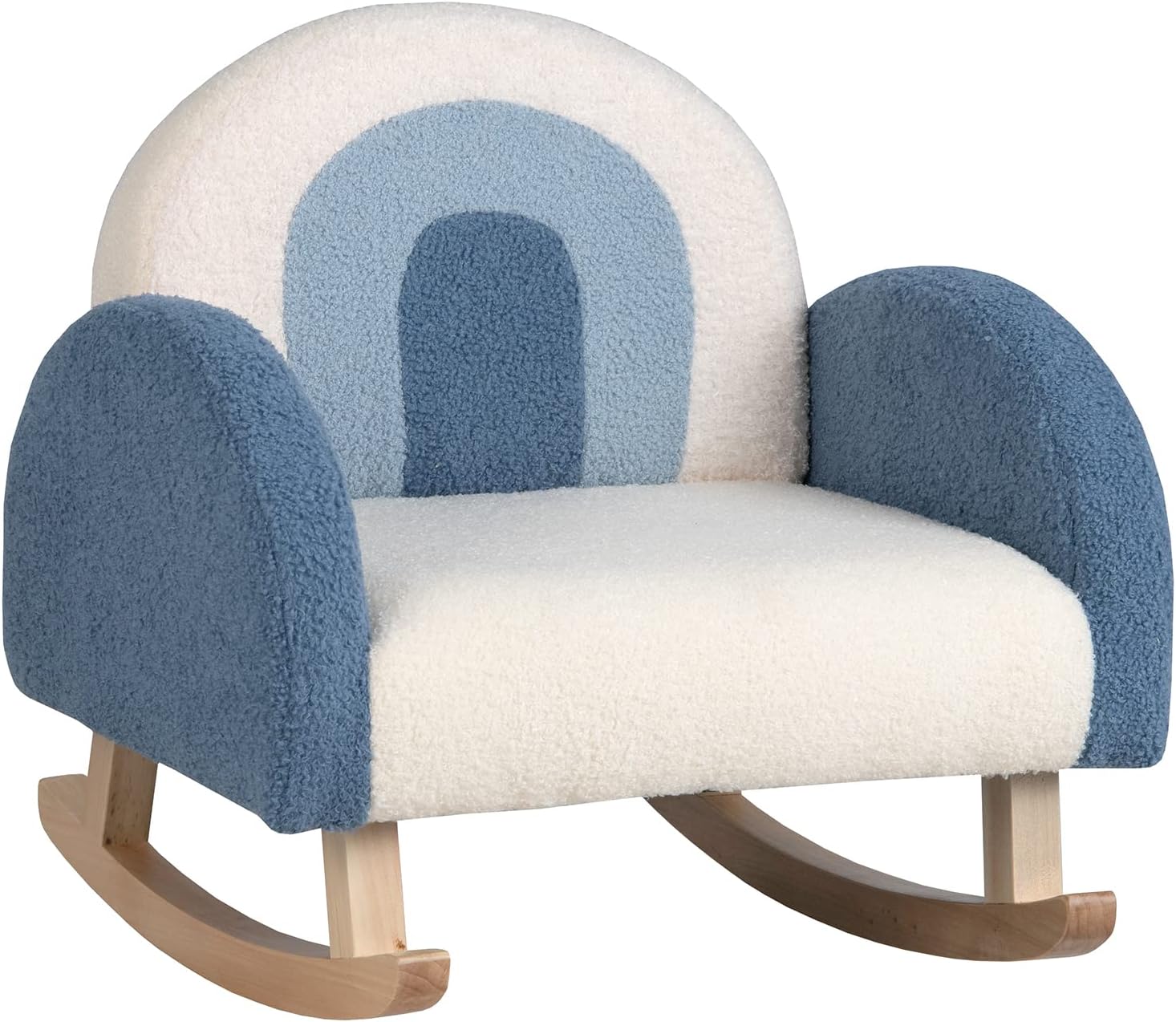 Costway silla mecedora infantil, sillón moderno con patas de madera de álamo para niños de 3 a 5 años, antivuelco, bonito sofá individual tapizado par