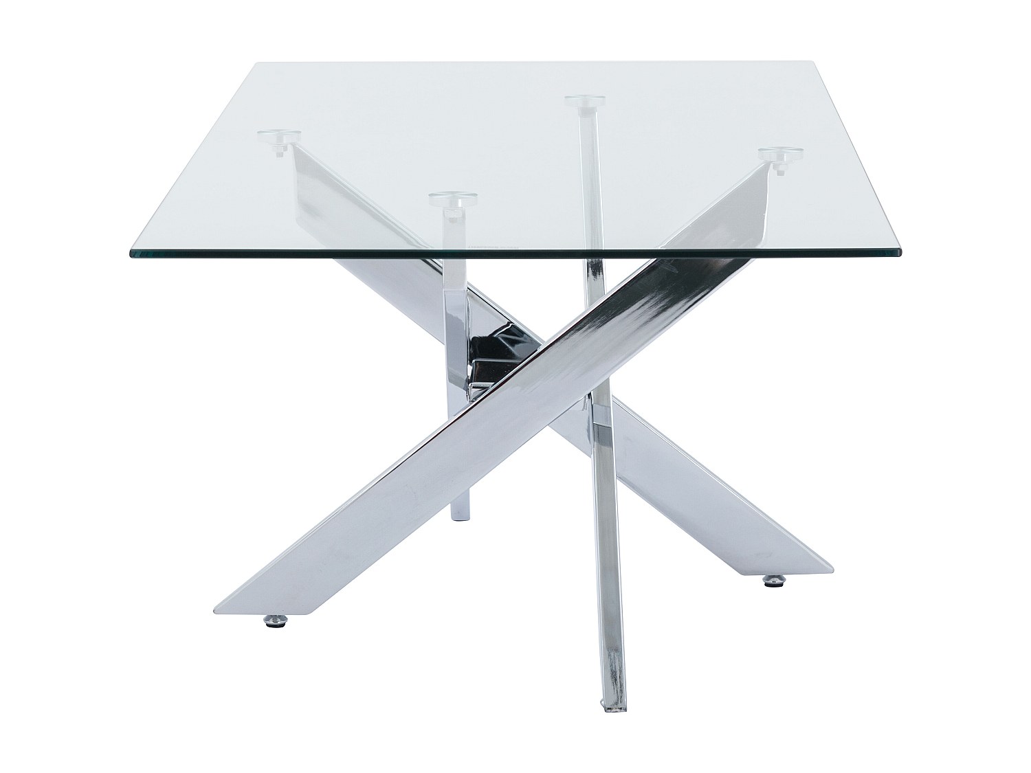 Table basse en verre trempé et métal chromé - Transparent - COSIMA - 6