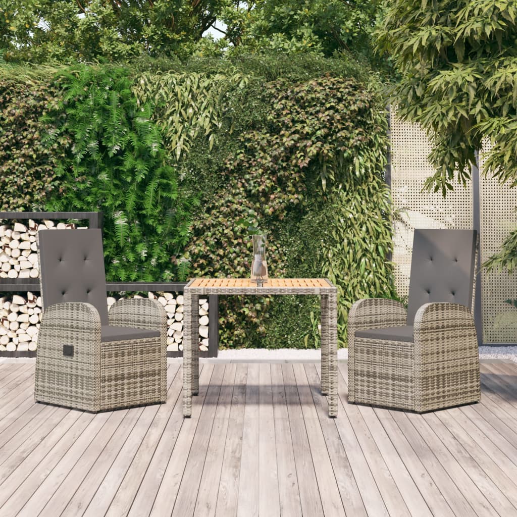 Set 2x sedie da esterno polyrattan HWC-G19 grigio cuscini grigio scuro