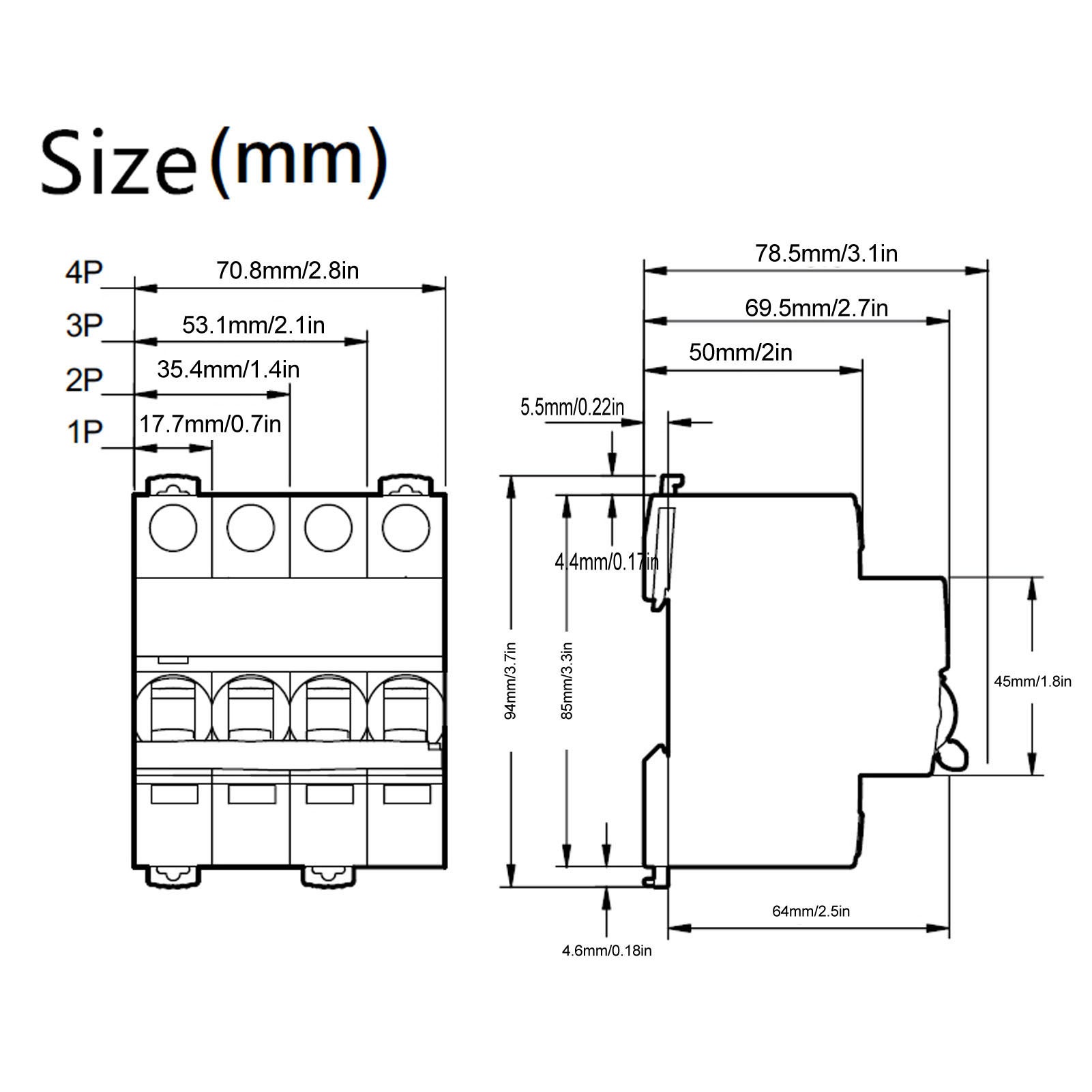 Interruttore automatico in miniatura PA66 con custodia ignifuga 4P per edifici commerciali AC 400V 40A - 5