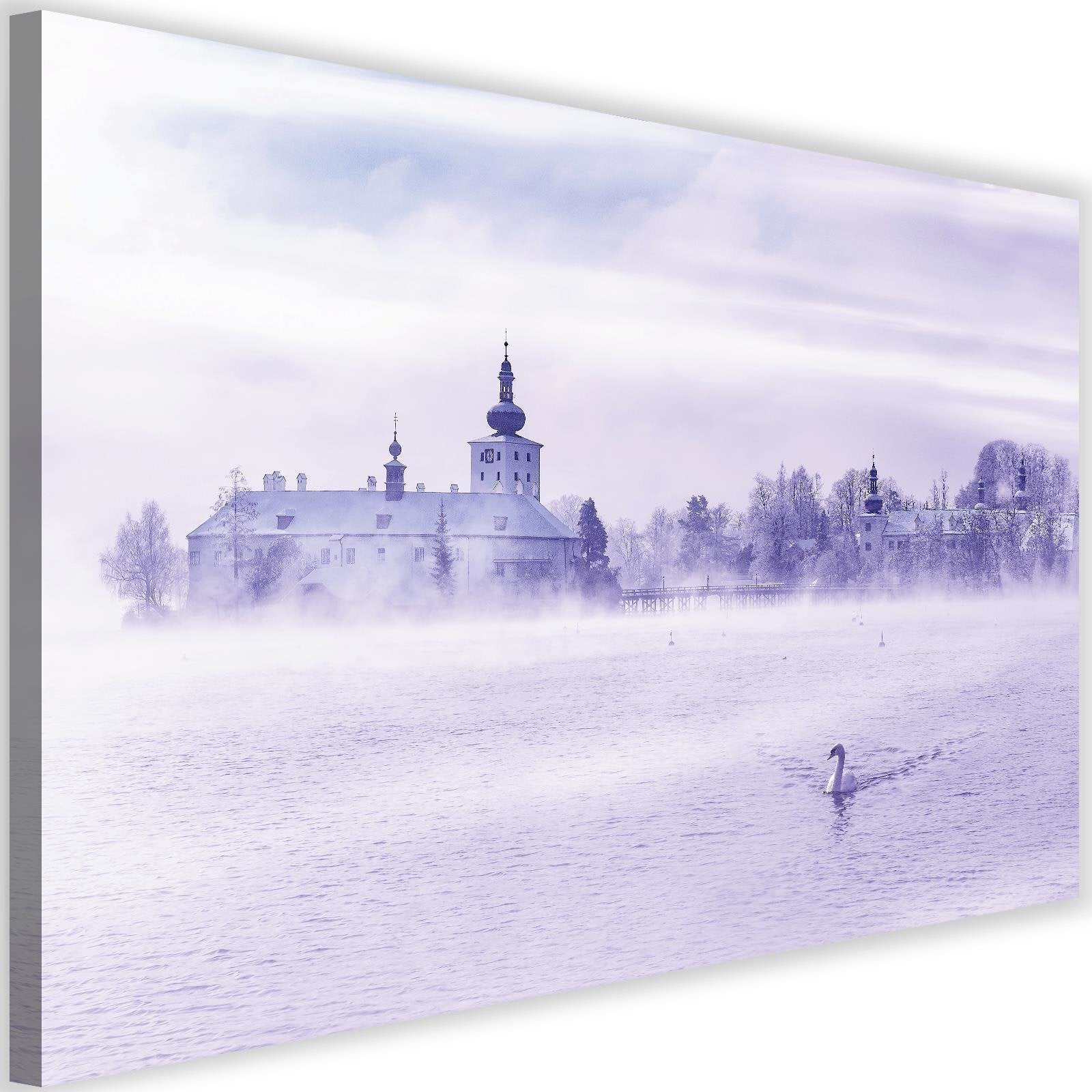 Obraz na płótnie, Jezioro we mgle krajobraz natura 120x80