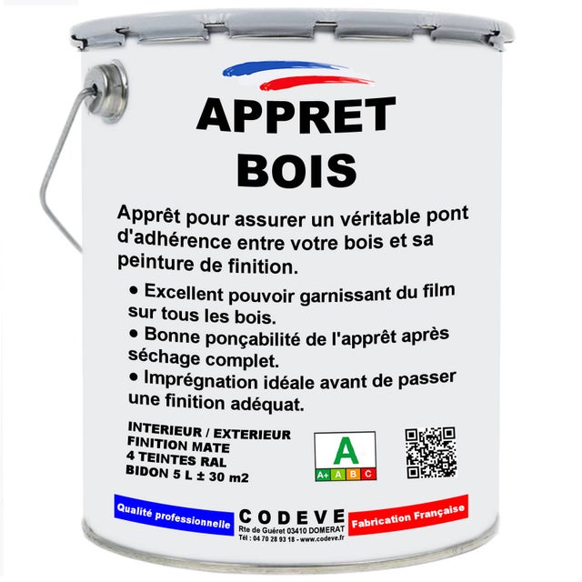 Appret Bois - 5 L - Codeve Bois - RAL 7016 - Gris anthracite - Pour Bloquer La Porosité D'un Fond En Bois Pour Une Belle Finition.