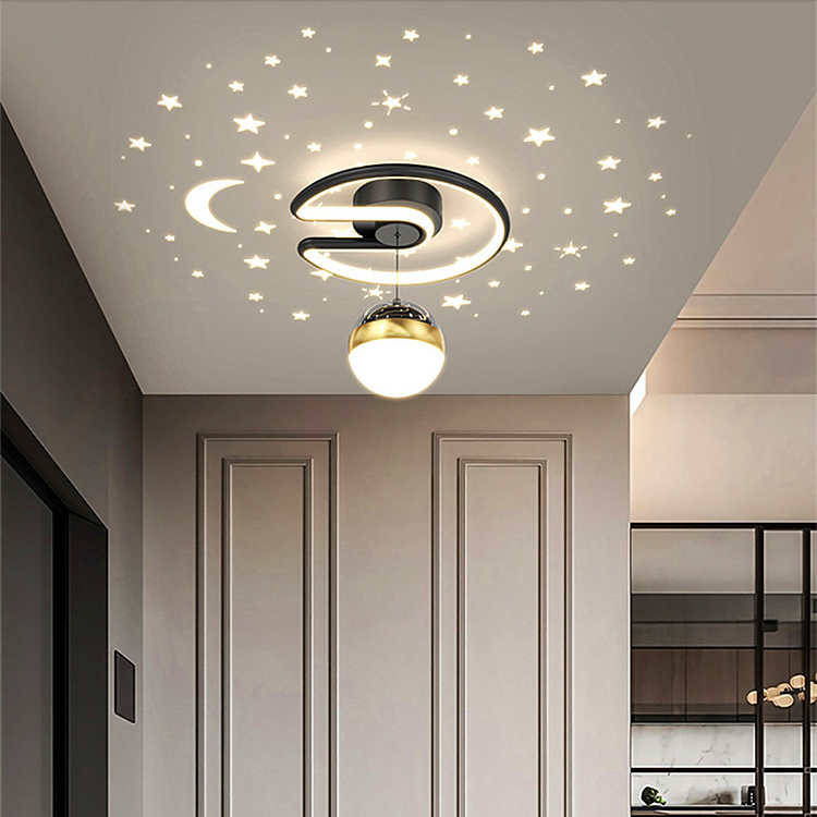Plafonnier LED, Lustres modernes, Petit plafonnier avec projection de ciel étoilé, Applique d'entrée φ24 cm, 3 températures de couleur (3000K - 6000K) - 2