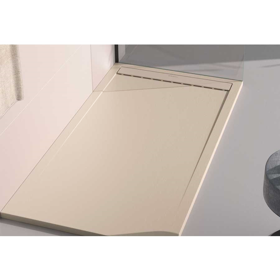 Receveur de douche 70x100 cm extra plat CLEVER en résine surface ardoisée beige - 3