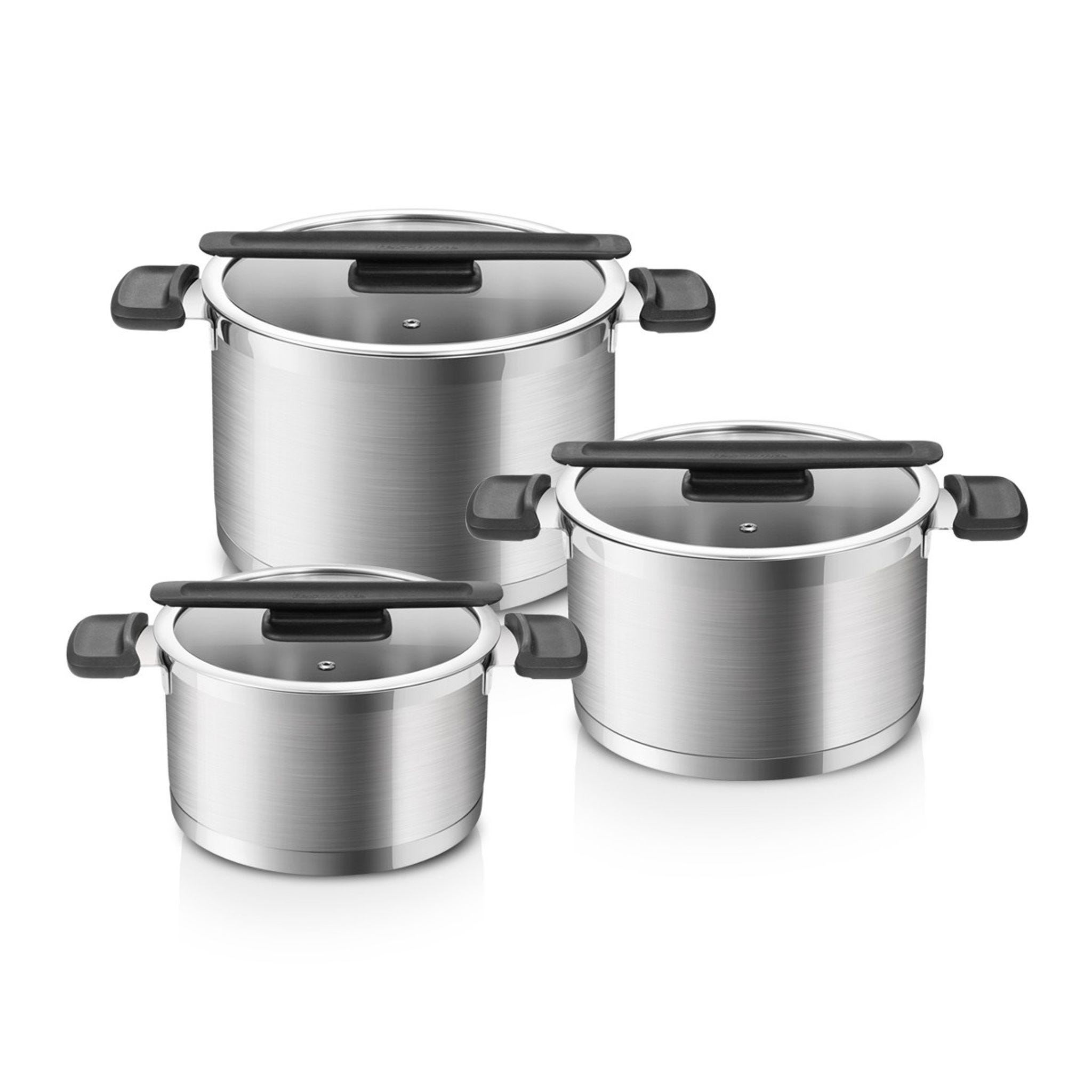 TEAMFAR Set Di 3 Ciotole Con Coperchio, In Acciaio Inox, 4,5 L, 2,5 L TEAMFAR Set Di 3 Ciotole Con Coperchio, In Acciaio Inox, 4,5 L, 2,5 L
