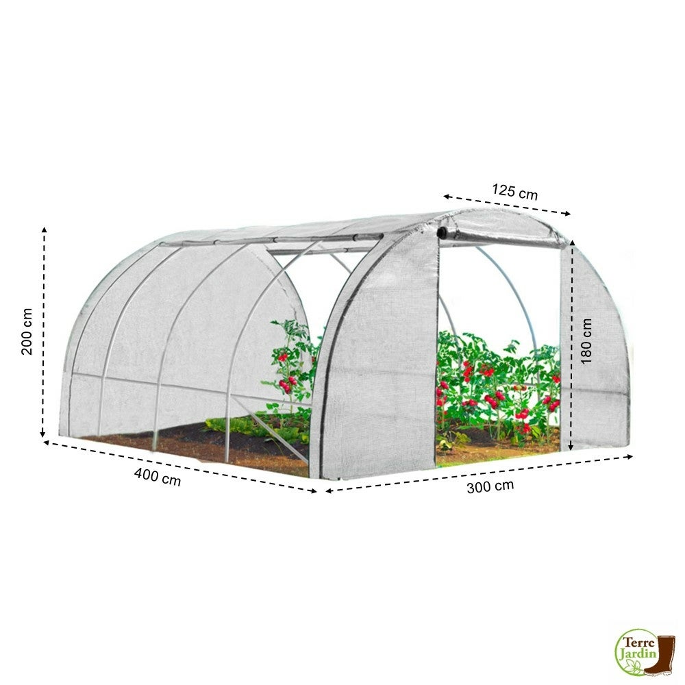 Serre de jardin tunnel blanche 4 saisons XL - 12 M² - 2