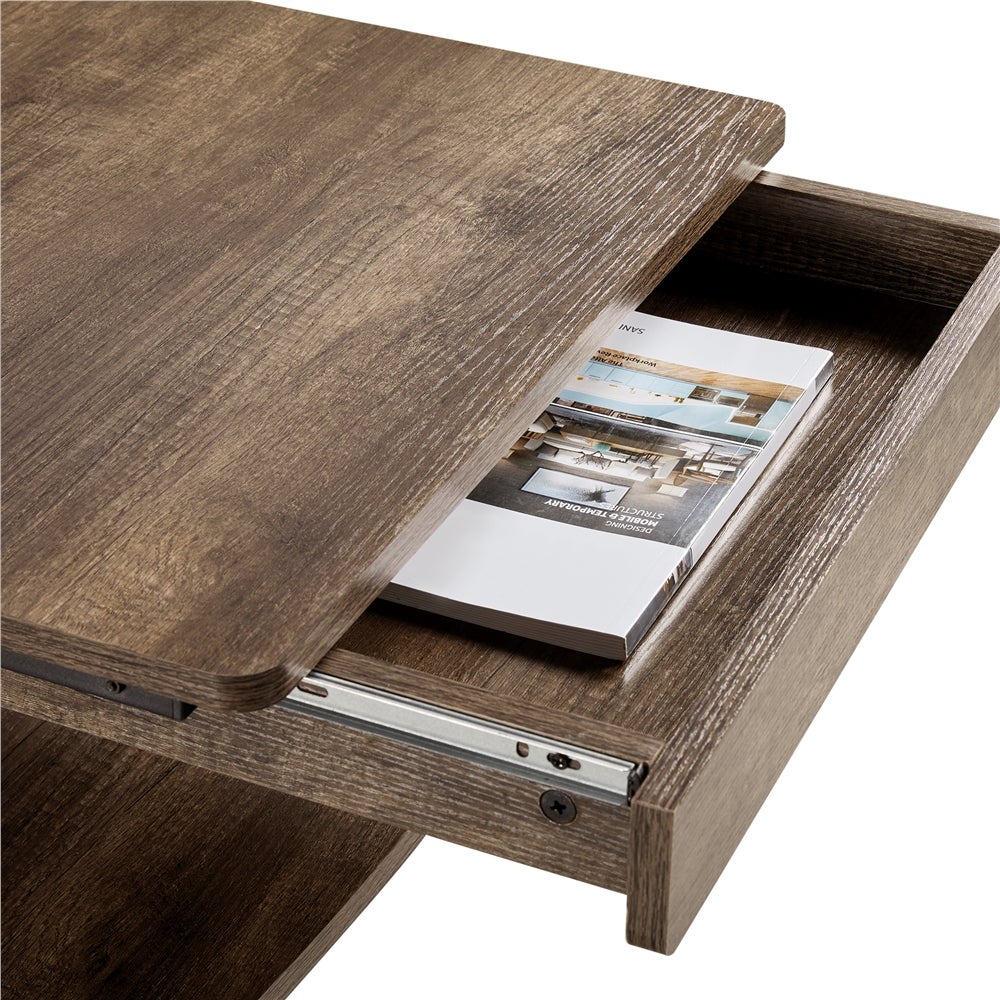 Bureau d'ordinateur Portable en Métal avec Roulettes et Tiroir Étagères de Rangement, Taupe Yaheetech - 6