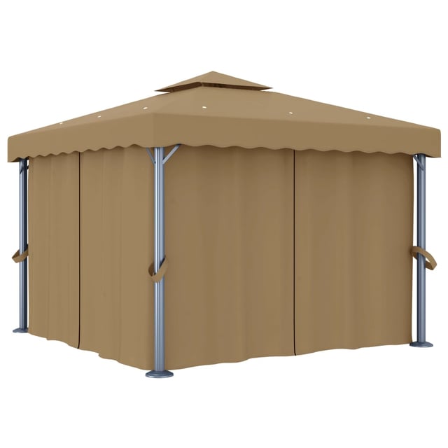 Maison Exclusive - Gazebo con Tende 3x3 cm Grigio Talpa in Alluminio