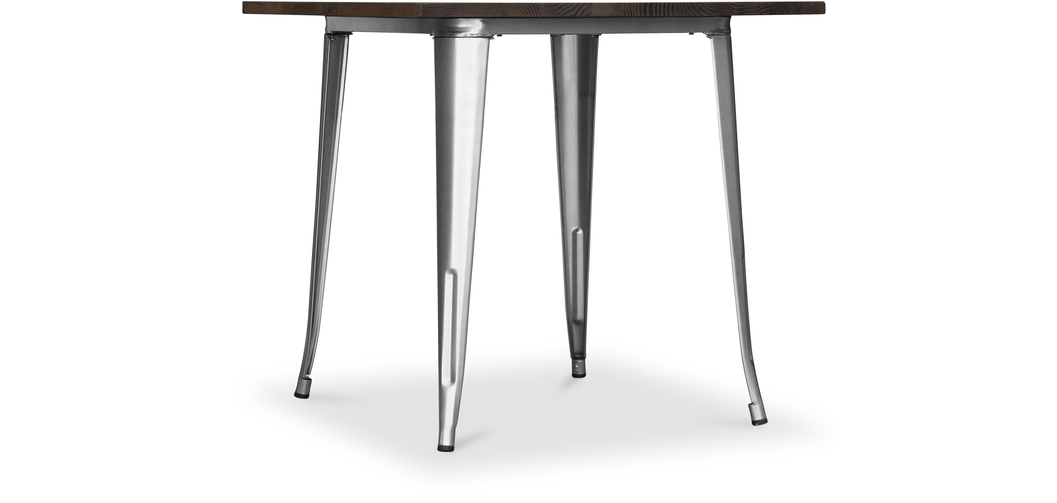 Table à manger Industriel Bistrot Metalix - 80 cm - Bois Foncé Noir - 4