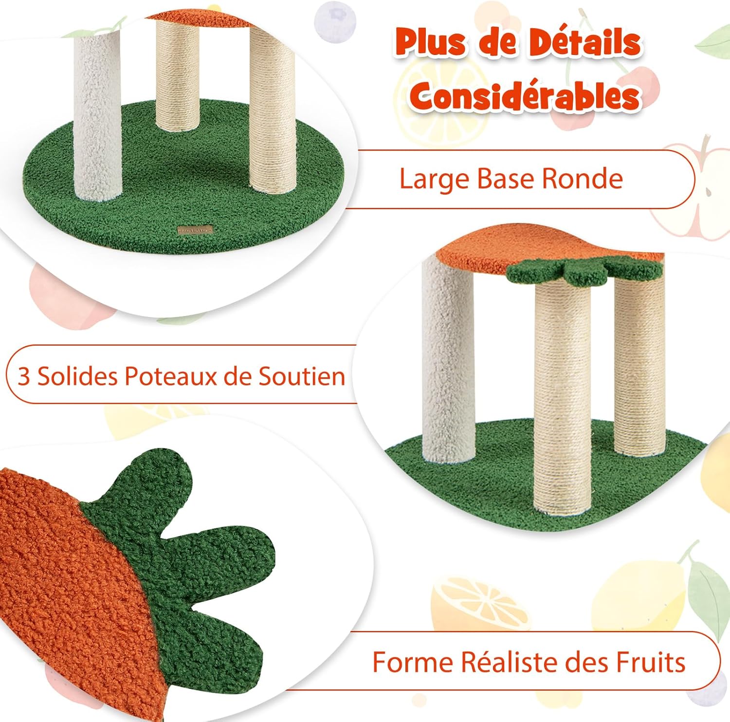 Arbre a Chat Bois 99,5 cm, Arbre a Chat Design à 4 Niveaux, 4 Poteaux à Griffer en Sisal, 4 Plateformes, Polaire Teddy, 48,5 x 48,5 x 99,5 cm - 9