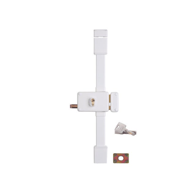 THIRARD - Serrure en applique Horga A2P* à tirage pour entrée, gauche, 3pts, Transit2 30x65mm, axe 70mm, blanc, 4 clés - THIRARD