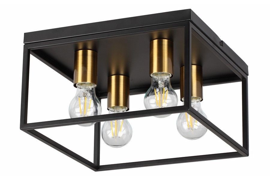 Lampa sufitowa wisząca Cage ciemny mosiądz 4xE27x40W industrialna wym: 18 x 32 x 32 cm metal Reality