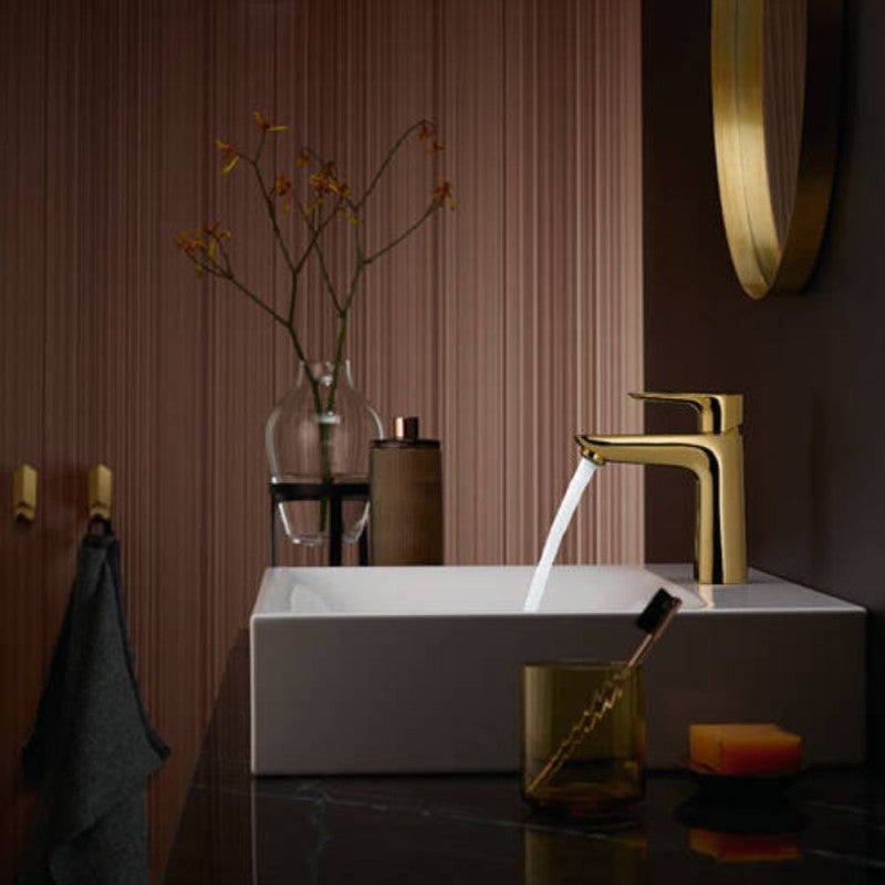 hansgrohe Talis E misturadora monocomando de lavatório 110, desperdício de água, projeção de 112 mm, 71710990, Cor: Polished Gold Optic - 2