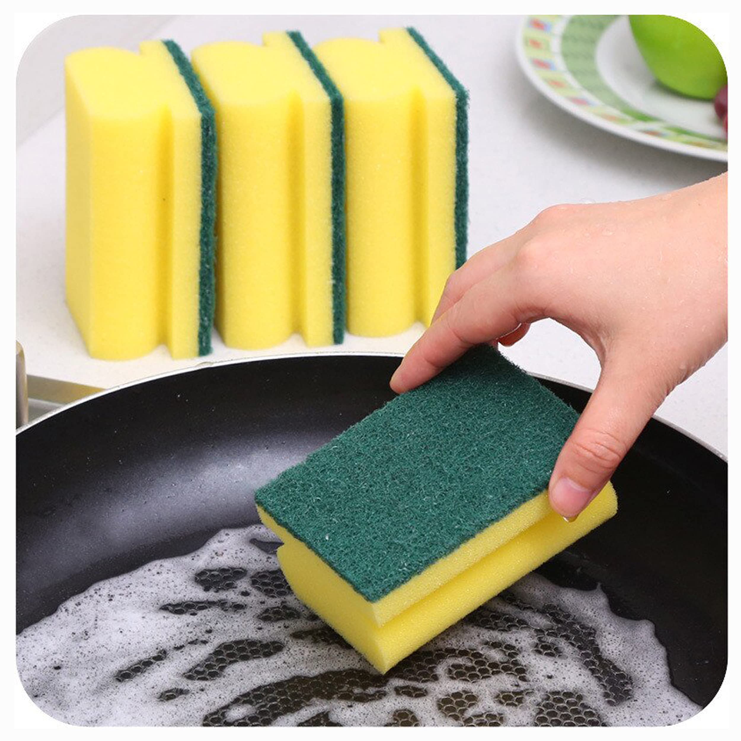 HOMESmith Spugna assorbente per piatti da cucina, in schiuma, giallo e