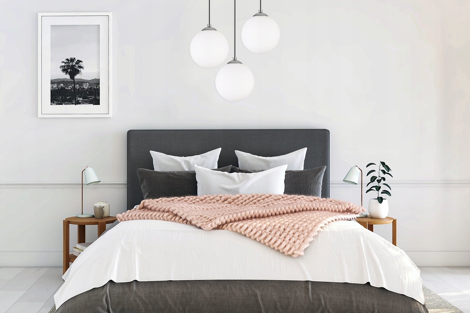 Lampa sufitowa wisząca Florence boho 3xE27 abażur kula złoto/biały Light Home LH - 4