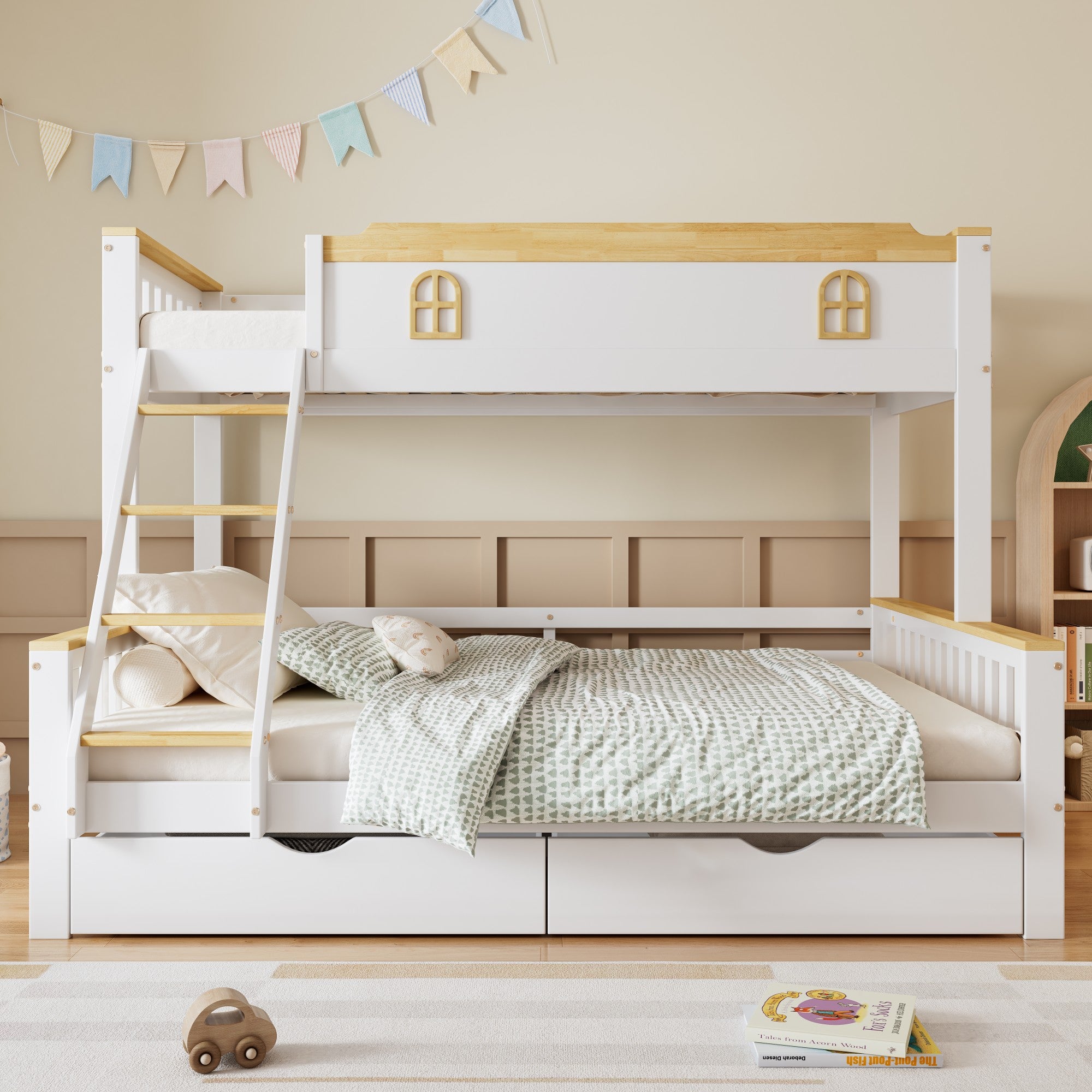 Lit superposé pour enfants 90x200cm & 140x200cm avec garde-corps ...