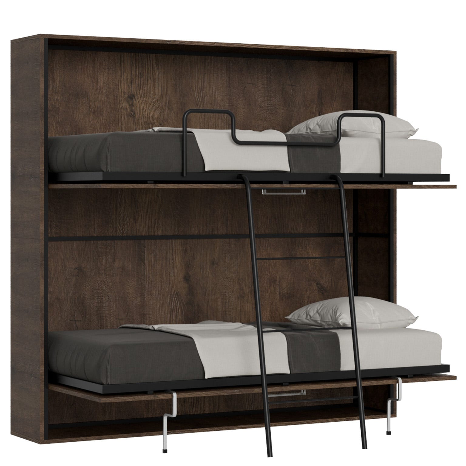 Lit escamotable horizontal superposé 2 couchages 85 Kando avec matelas ...