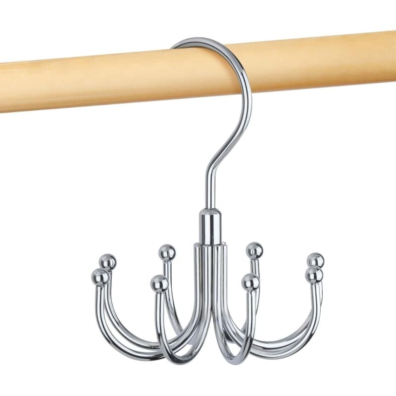 Wielofunkcyjny stojak do przechowywania - obrotowy, oszczędzający miejsce - odpowiedni na szaliki, krawaty, portfele itp. - srebrny, 1 sztuka