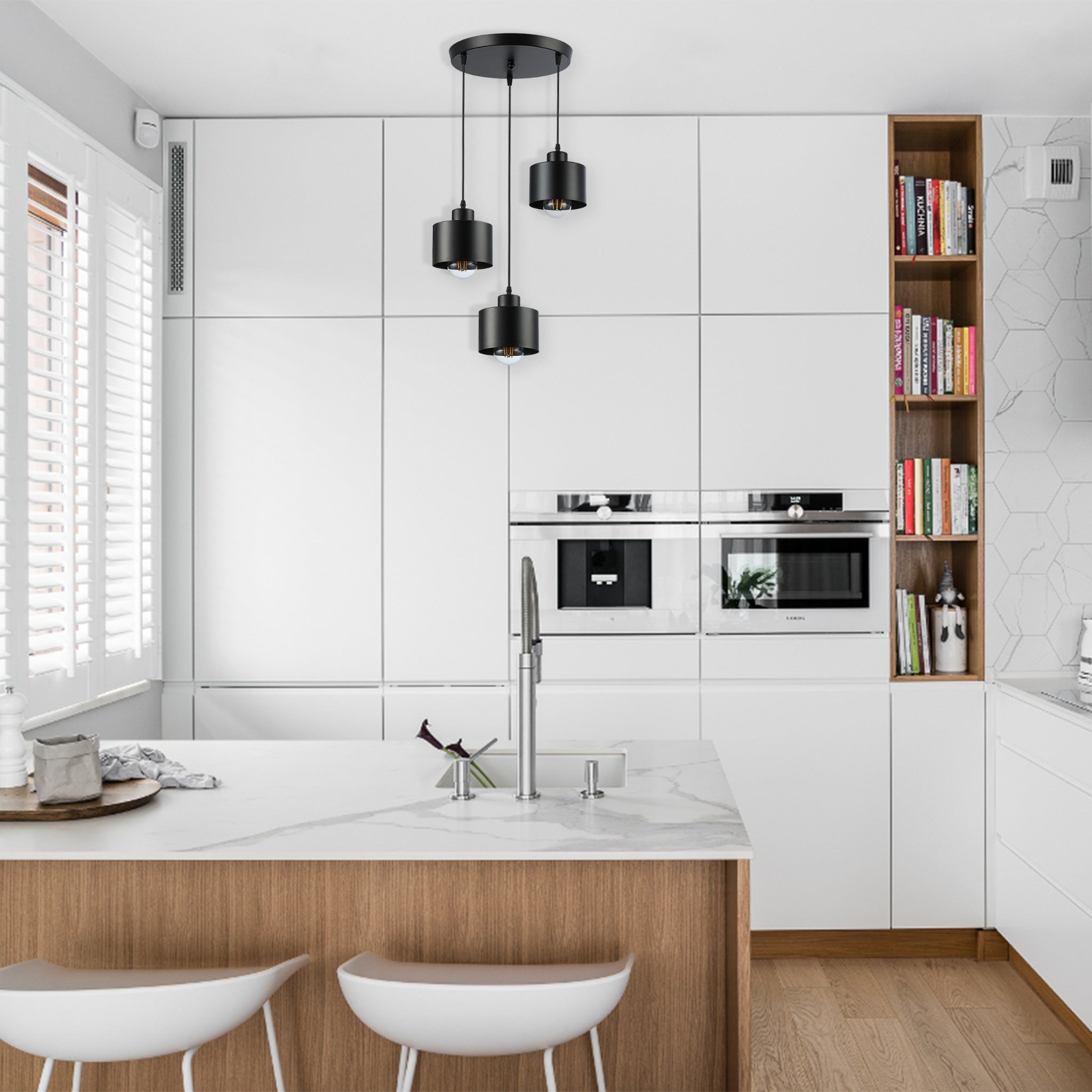 Lampa wisząca sufitowa Elza E27 3-punktowa 110 cm IP20 okrągła czarna MasterLED - 2